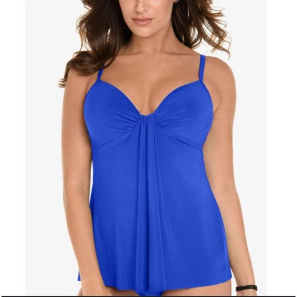 Miraclesuit So Riche Marina Draped Underwire Padded Cup Tankini Swim Suit Sz 8 - Picture 1 of 12